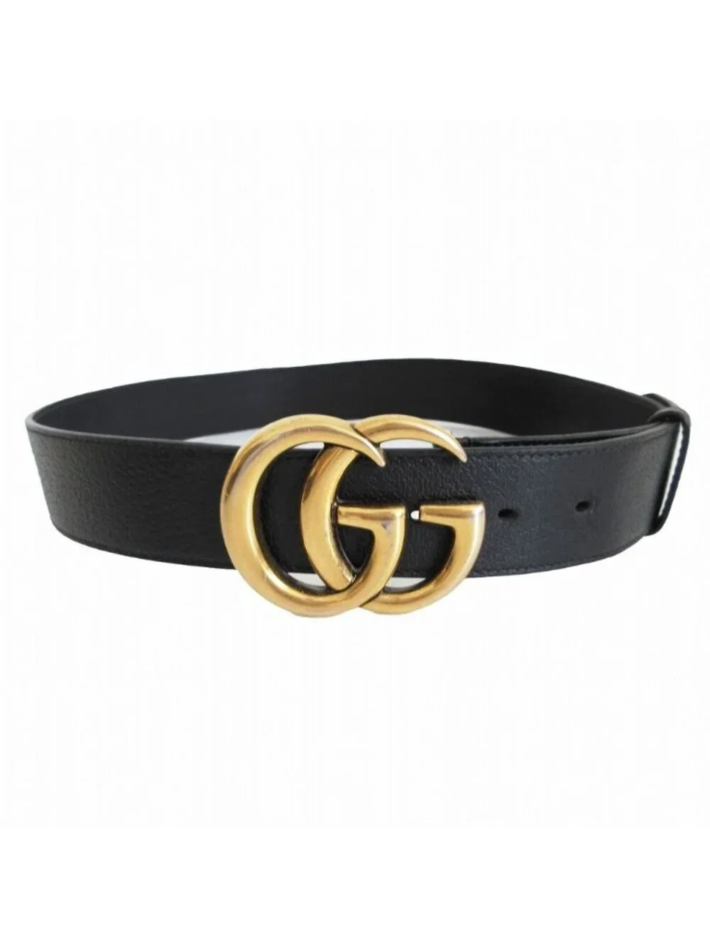 Gucci Belt Double Shiny Buckle Wide Black 85.34